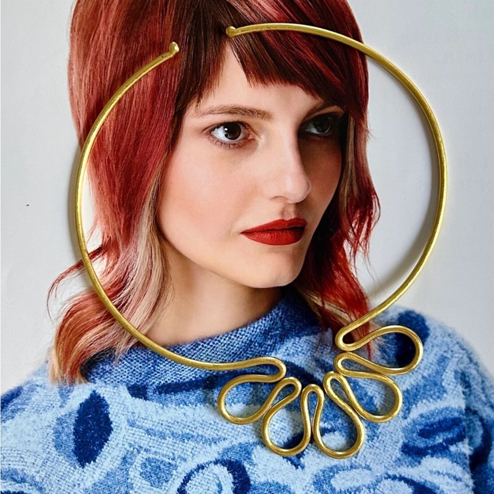 Recycled Brass Sculptural Collar Necklace — Artistic, Bold, & Sustainably Made